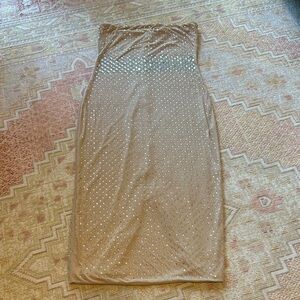 STEPS NY Medium Sparkle Mesh Bodycon Nude Strapless Dress Party Cocktail Ball